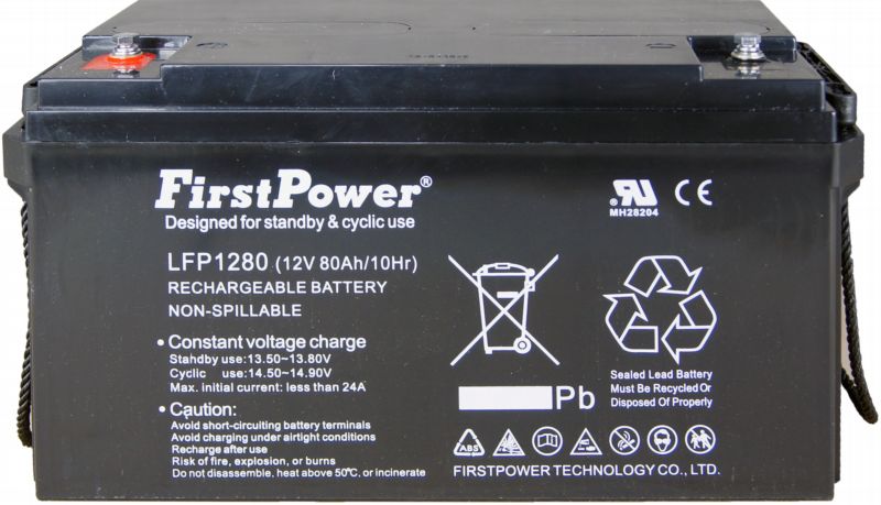 Firstpower 12V 80Ah Maintenance-Free Lead Acid Solar Battery (LFP1280A) -  Kamtex Solar Singapore
